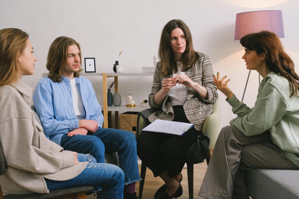 A group therapy session for php and iop treamtent