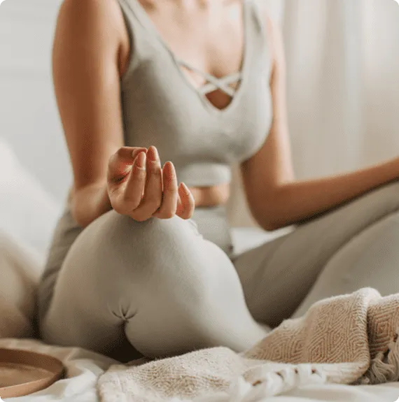 womans torso practicing mindfulness