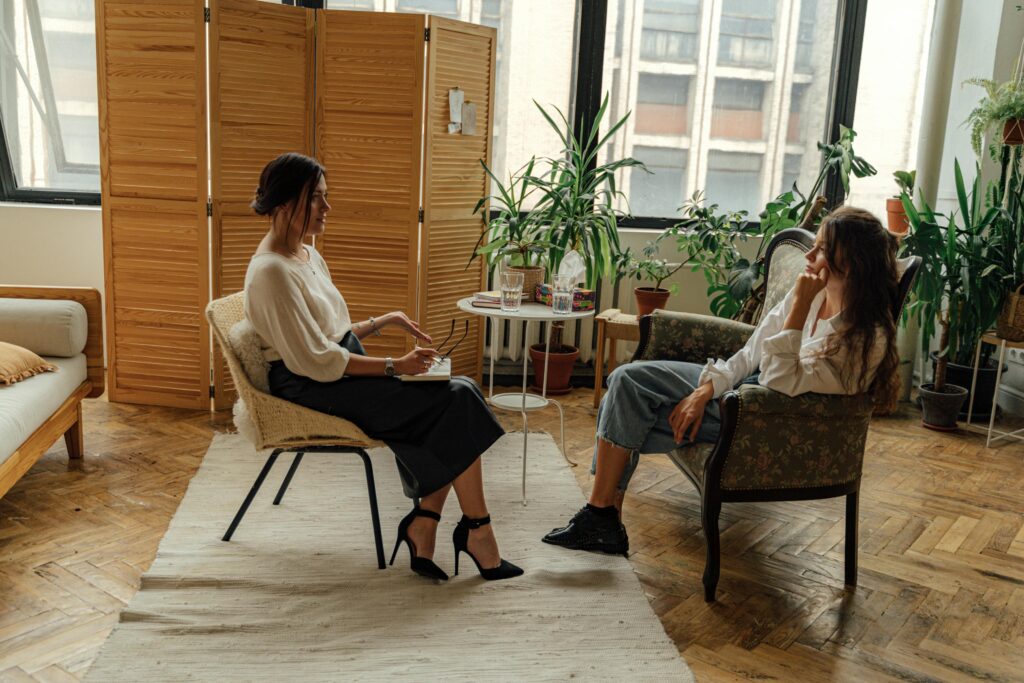 therapist in session with female client