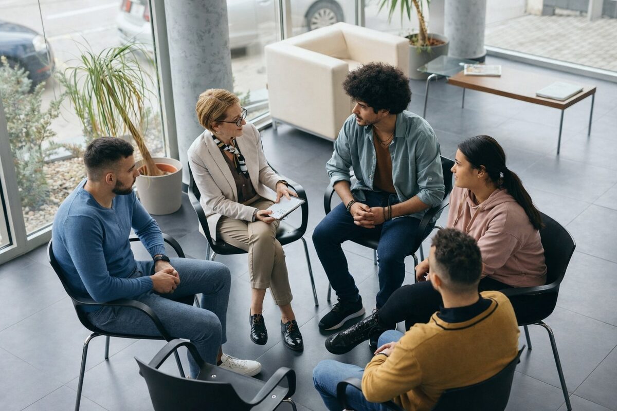 Couple embracing, showing comfort and support during mental health treatment