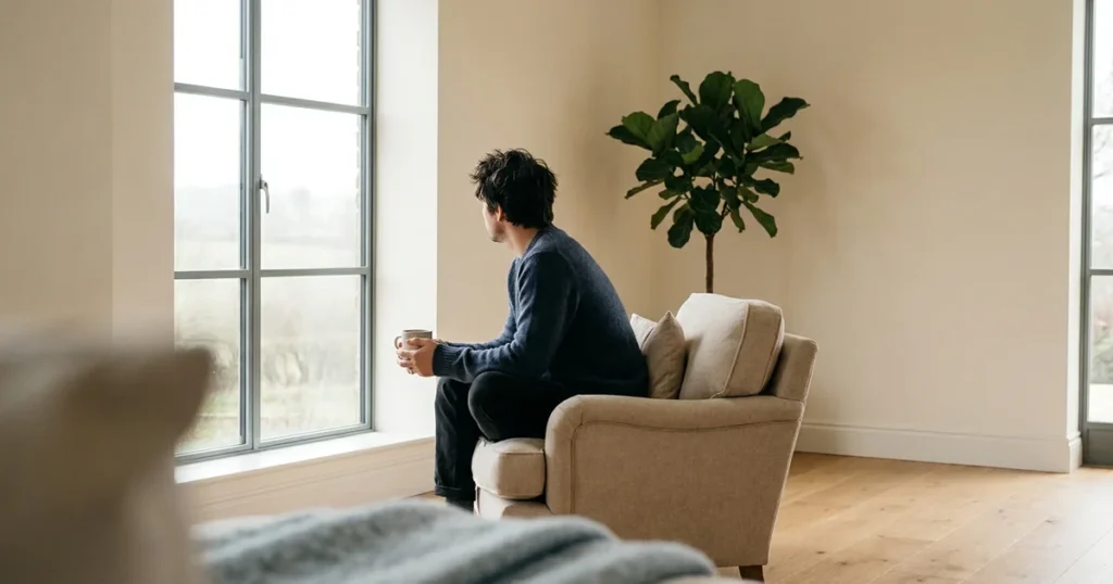 Person in a calm Scottsdale outpatient setting, representing recovery from co-occurring cocaine use and depression
