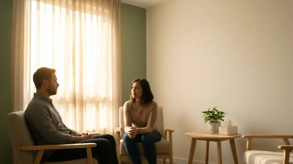 Adult meeting a therapist one-on-one in a calm intensive outpatient program room in Scottsdale