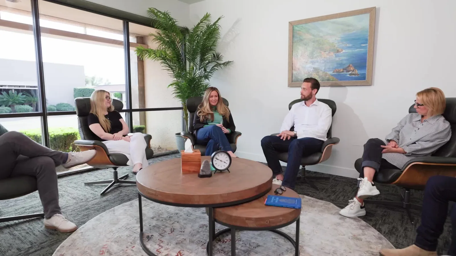 Group therapy circle in a daylit room at the Redefine Wellness and Treatment campus in Scottsdale