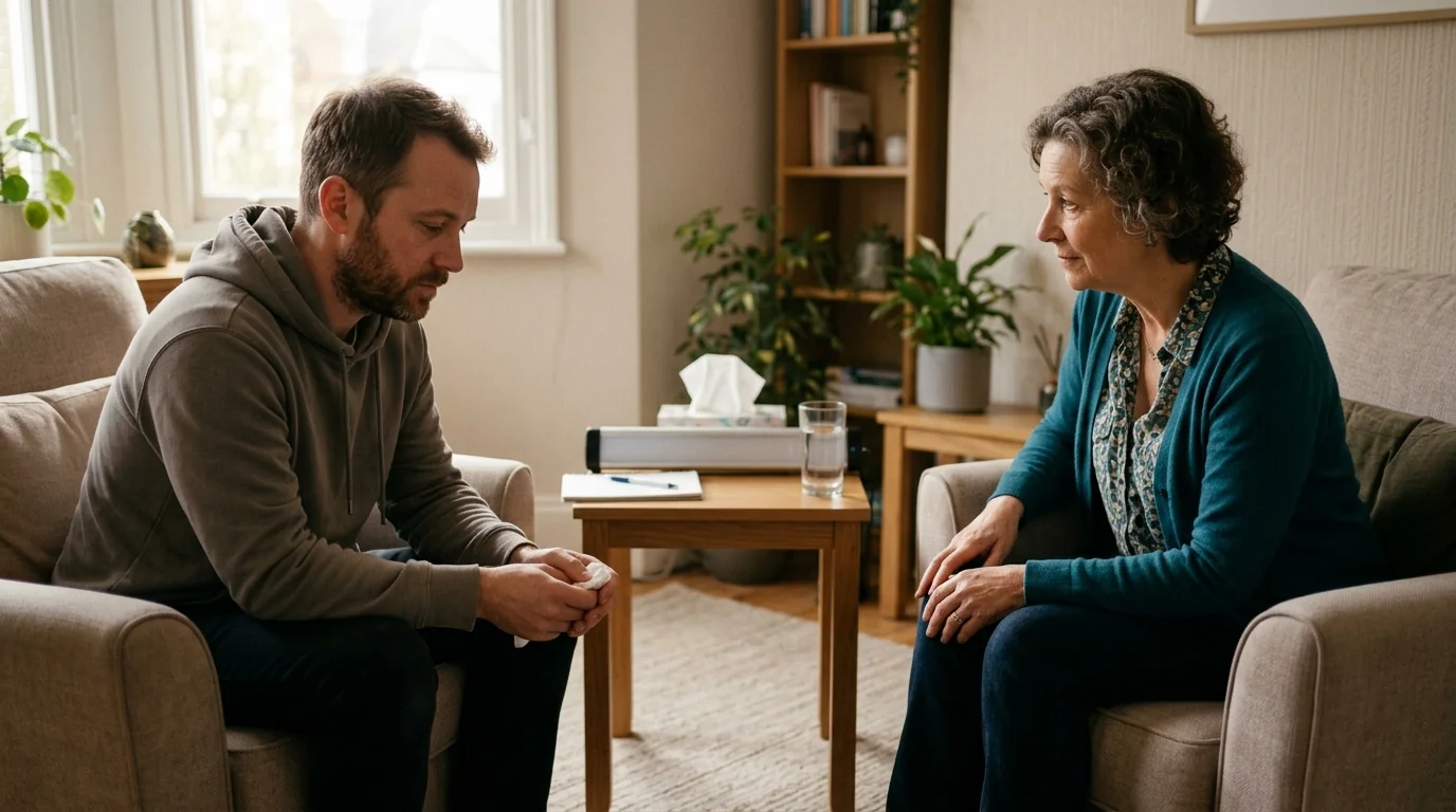 Adult discussing treatment-resistant depression options with a counselor in a Scottsdale office