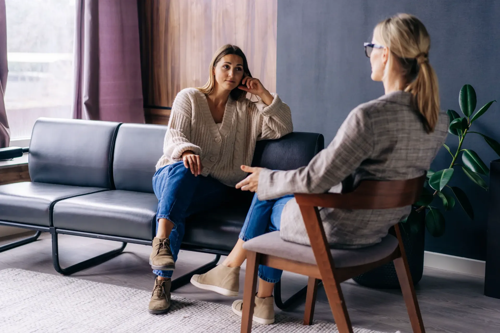 Client in a therapy session during the partial hospitalization program at Redefine Wellness