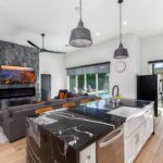 Open living room and kitchen at Desert Rose, a residential location for women in Scottsdale