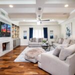 Mariposa womens living room fireplace built ins scottsdale az