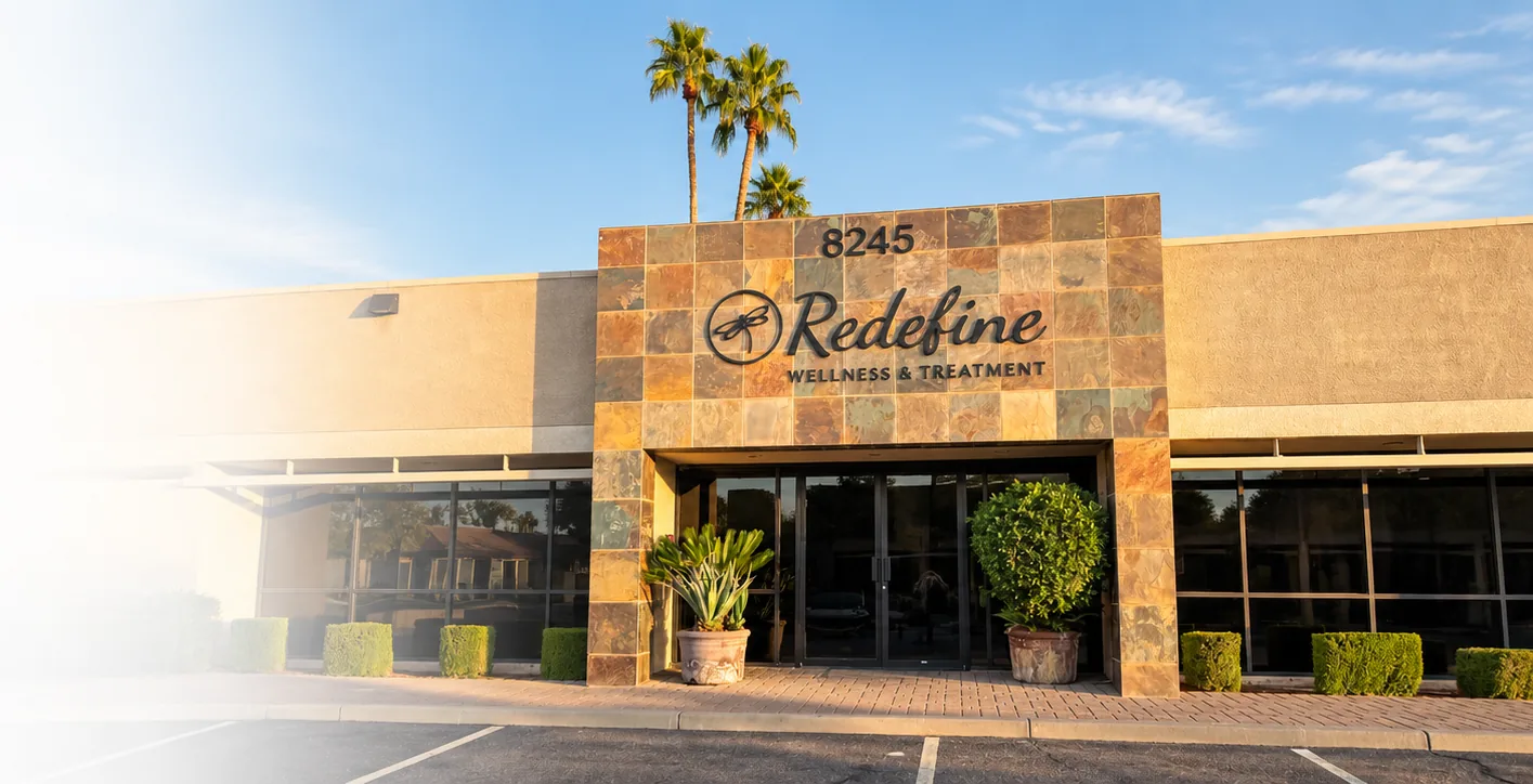 Entrance to Redefine Wellness and Treatment mental health center in Scottsdale, Arizona